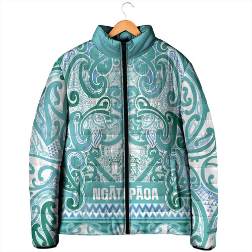 Aotearoa Iwi Ngati Paoa Padded Jacket Maori Wharenui House Tribal Pattern