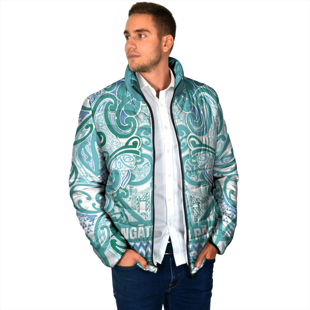 Aotearoa Iwi Ngati Paoa Padded Jacket Maori Wharenui House Tribal Pattern