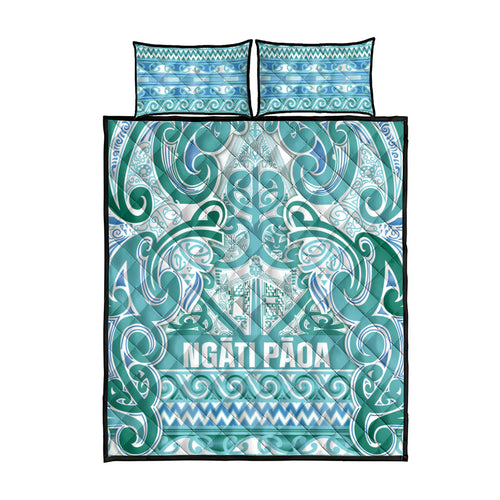 Aotearoa Iwi Ngati Paoa Quilt Bed Set Maori Wharenui House Tribal Pattern