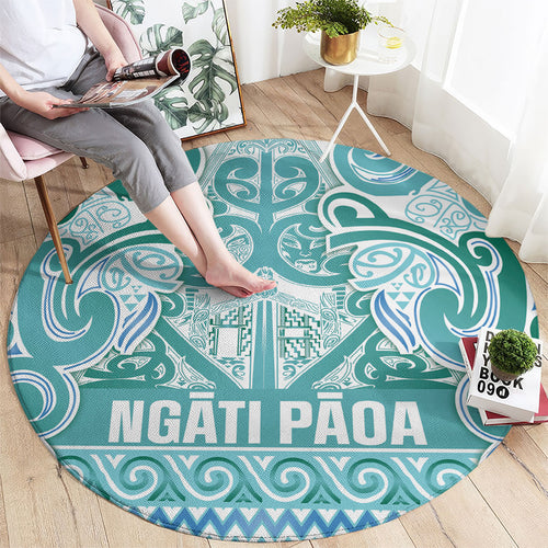 Aotearoa Iwi Ngati Paoa Round Carpet Maori Wharenui House Tribal Pattern