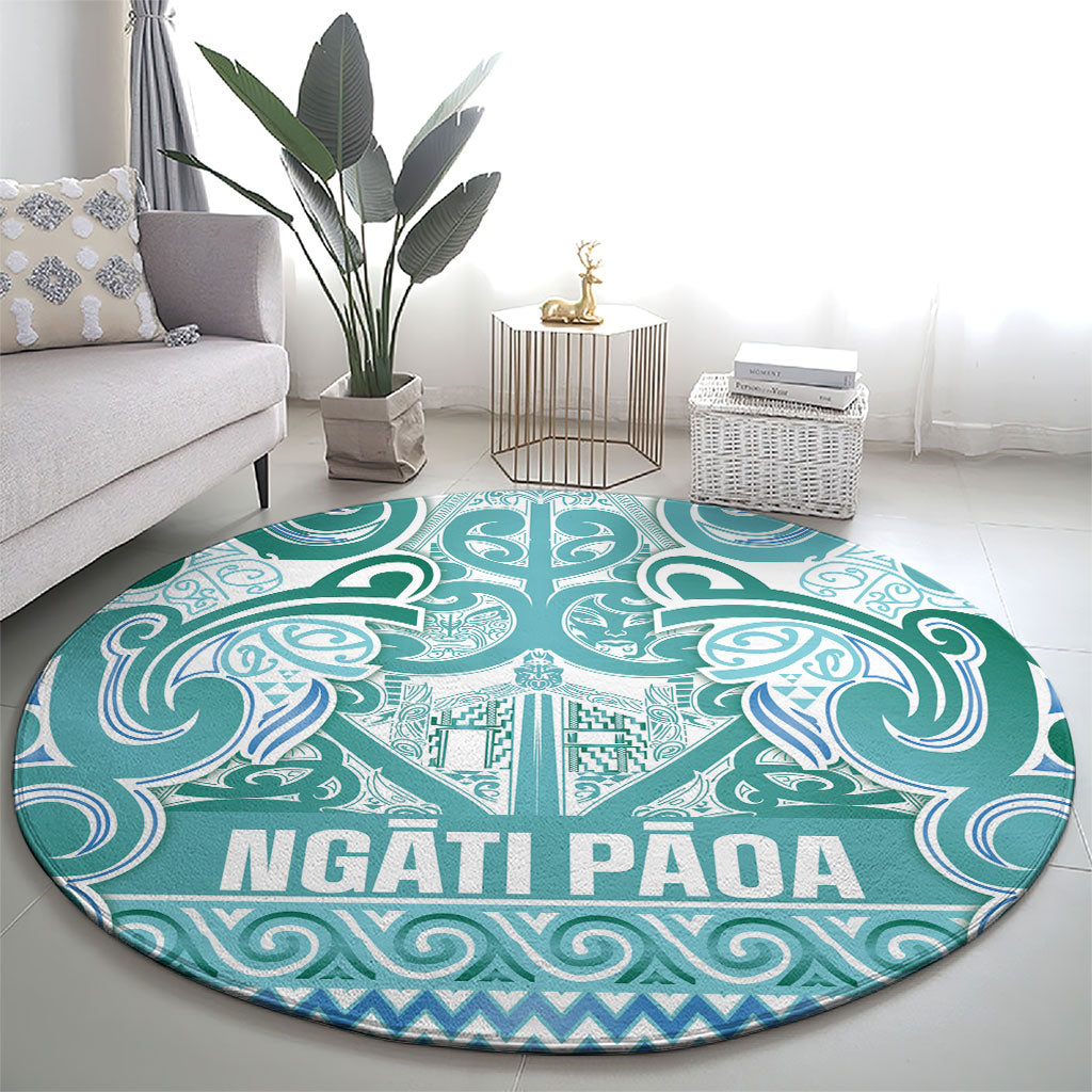 Aotearoa Iwi Ngati Paoa Round Carpet Maori Wharenui House Tribal Pattern