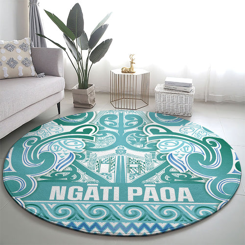 Aotearoa Iwi Ngati Paoa Round Carpet Maori Wharenui House Tribal Pattern