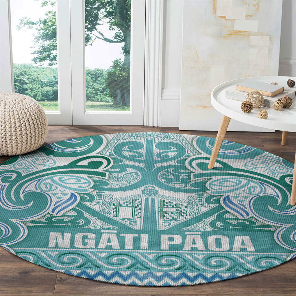 Aotearoa Iwi Ngati Paoa Round Carpet Maori Wharenui House Tribal Pattern