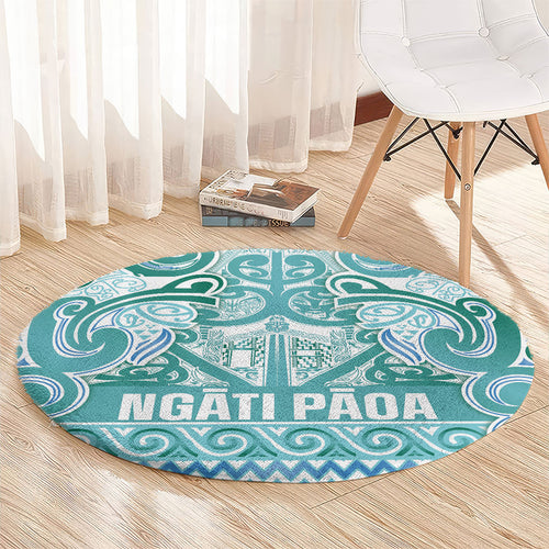 Aotearoa Iwi Ngati Paoa Round Carpet Maori Wharenui House Tribal Pattern