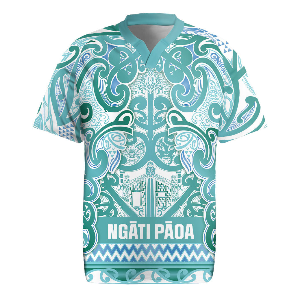 Aotearoa Iwi Ngati Paoa Rugby Jersey Maori Wharenui House Tribal Pattern