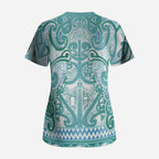 Aotearoa Iwi Ngati Paoa Scrub Top Maori Wharenui House Tribal Pattern