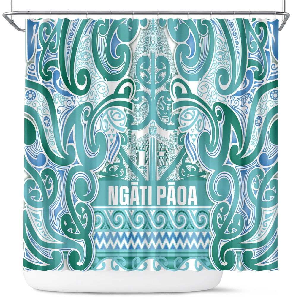 Aotearoa Iwi Ngati Paoa Shower Curtain Maori Wharenui House Tribal Pattern