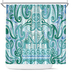 Aotearoa Iwi Ngati Paoa Shower Curtain Maori Wharenui House Tribal Pattern