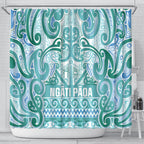 Aotearoa Iwi Ngati Paoa Shower Curtain Maori Wharenui House Tribal Pattern
