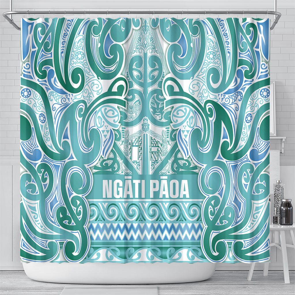 Aotearoa Iwi Ngati Paoa Shower Curtain Maori Wharenui House Tribal Pattern