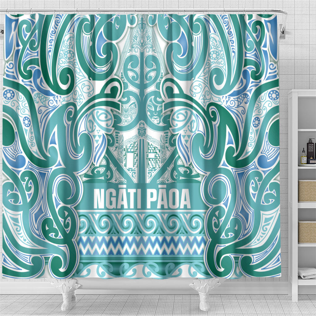 Aotearoa Iwi Ngati Paoa Shower Curtain Maori Wharenui House Tribal Pattern