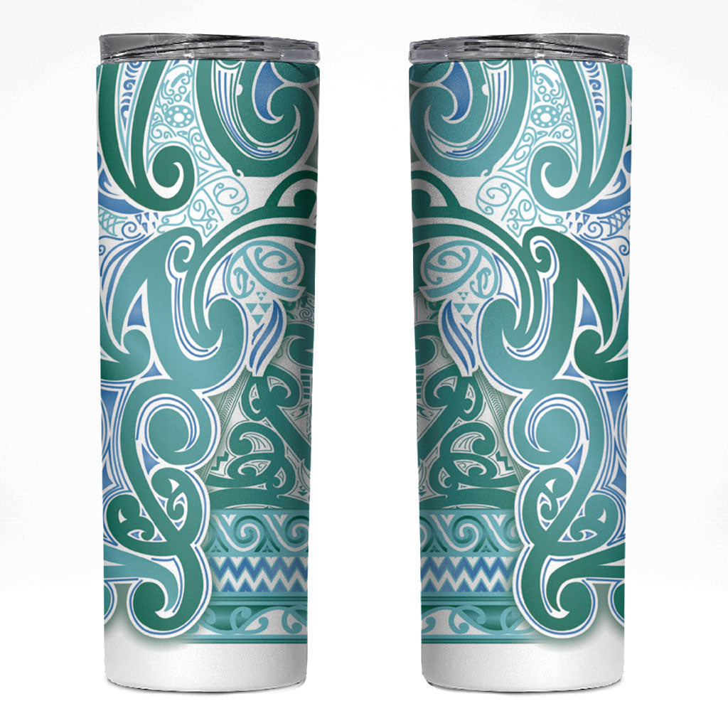 Aotearoa Iwi Ngati Paoa Skinny Tumbler Maori Wharenui House Tribal Pattern