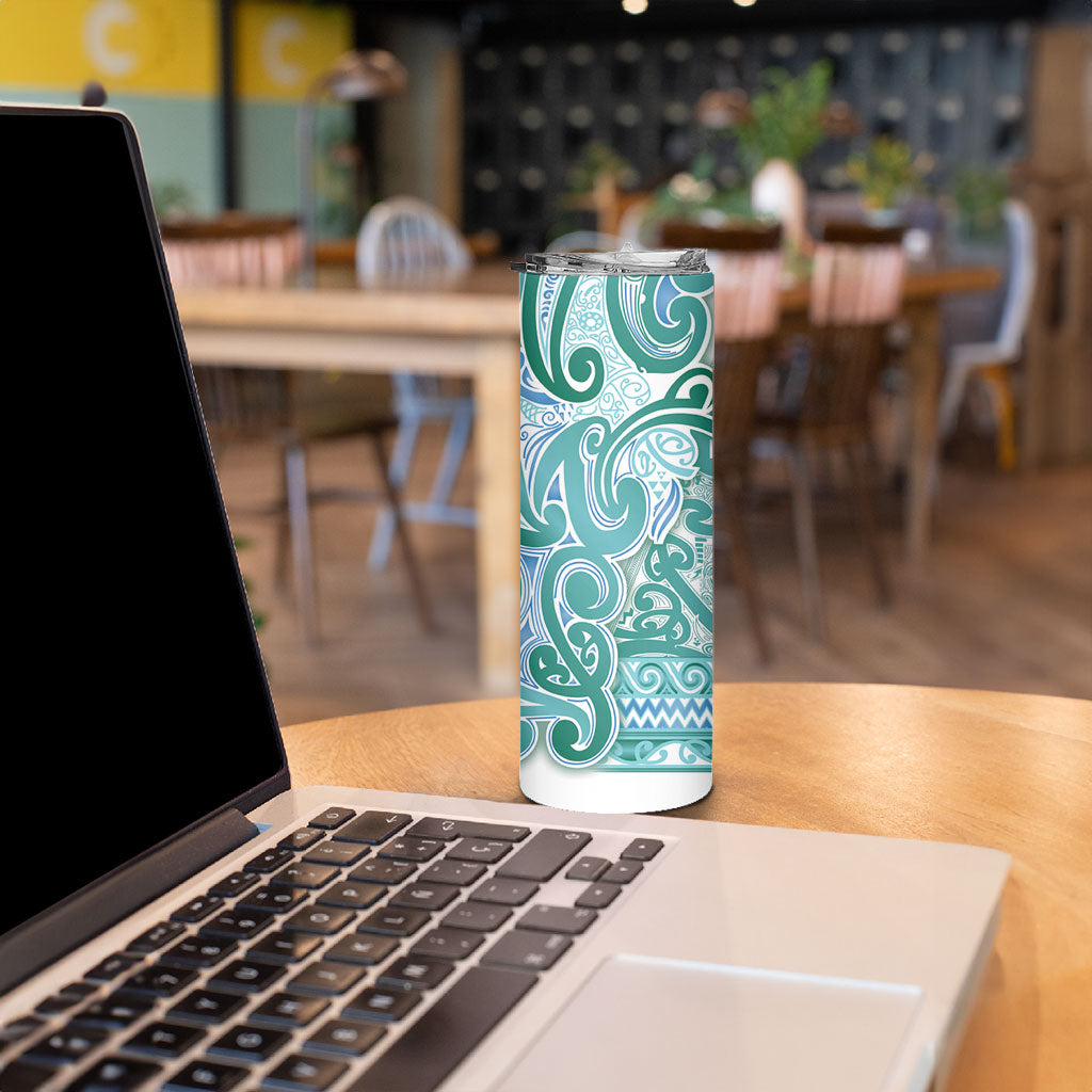 Aotearoa Iwi Ngati Paoa Skinny Tumbler Maori Wharenui House Tribal Pattern
