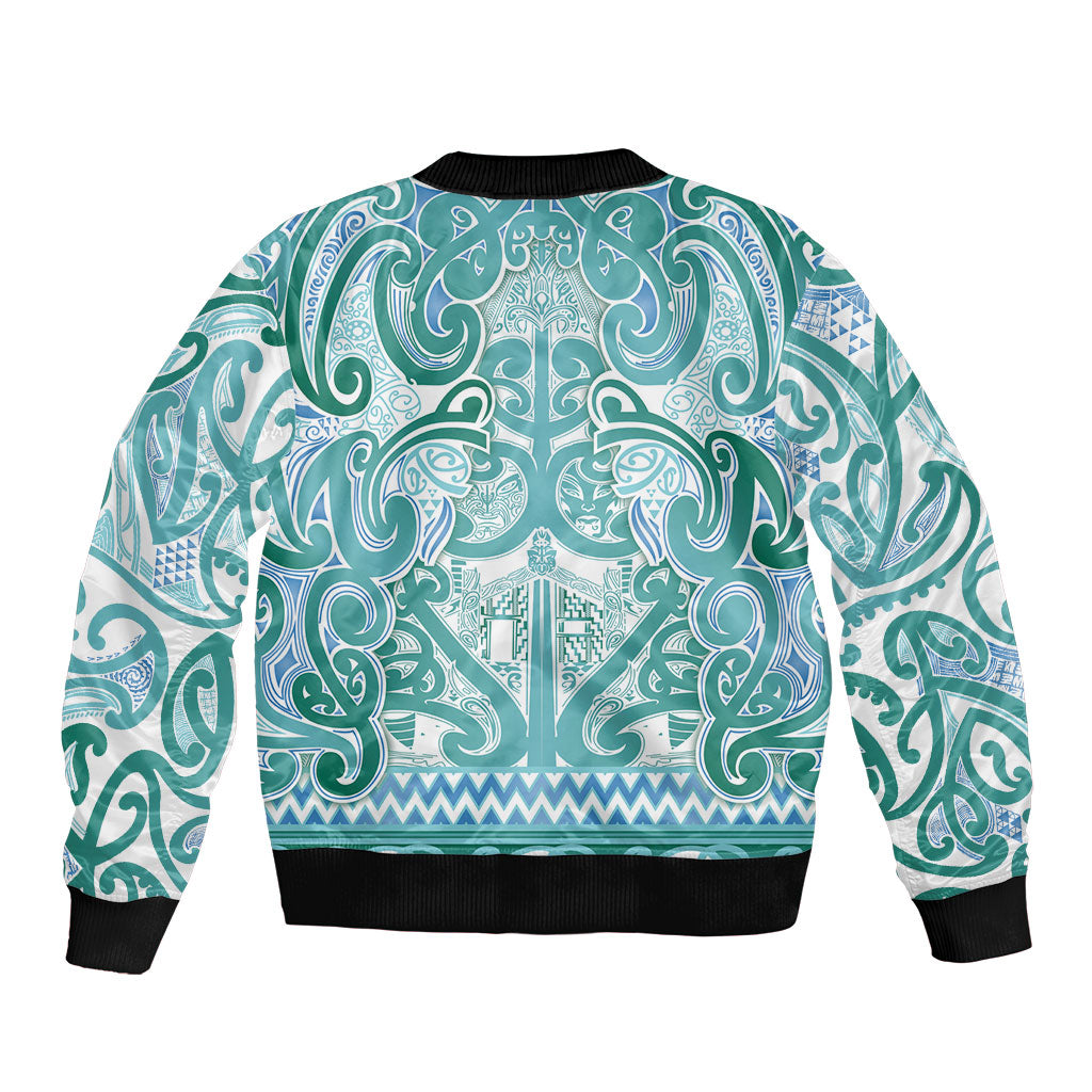 Aotearoa Iwi Ngati Paoa Sleeve Zip Bomber Jacket Maori Wharenui House Tribal Pattern