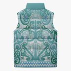 Aotearoa Iwi Ngati Paoa Sleeveless Puffer Jacket Maori Wharenui House Tribal Pattern