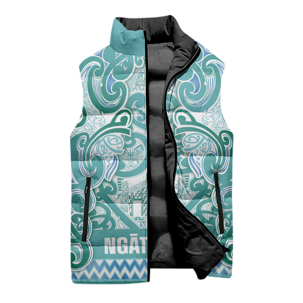 Aotearoa Iwi Ngati Paoa Sleeveless Puffer Jacket Maori Wharenui House Tribal Pattern