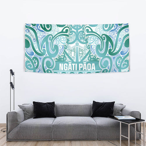 Aotearoa Iwi Ngati Paoa Tapestry Maori Wharenui House Tribal Pattern