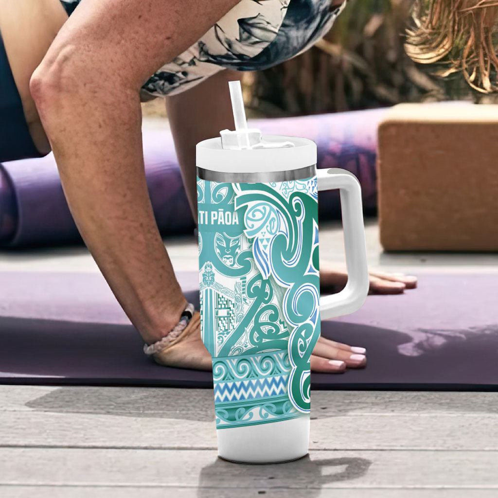 Aotearoa Iwi Ngati Paoa Tumbler With Handle Maori Wharenui House Tribal Pattern
