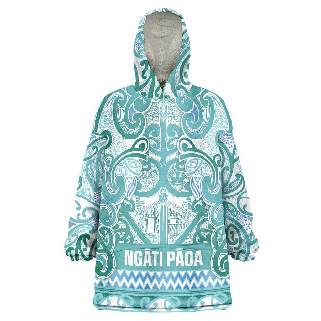 Aotearoa Iwi Ngati Paoa Wearable Blanket Hoodie Maori Wharenui House Tribal Pattern