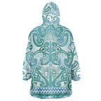 Aotearoa Iwi Ngati Paoa Wearable Blanket Hoodie Maori Wharenui House Tribal Pattern