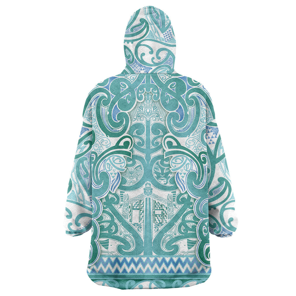 Aotearoa Iwi Ngati Paoa Wearable Blanket Hoodie Maori Wharenui House Tribal Pattern