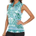 Aotearoa Iwi Ngati Paoa Women Sleeveless Polo Shirt Maori Wharenui House Tribal Pattern