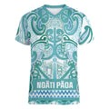 Aotearoa Iwi Ngati Paoa Women V-Neck T-Shirt Maori Wharenui House Tribal Pattern