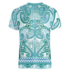 Aotearoa Iwi Ngati Paoa Women V-Neck T-Shirt Maori Wharenui House Tribal Pattern
