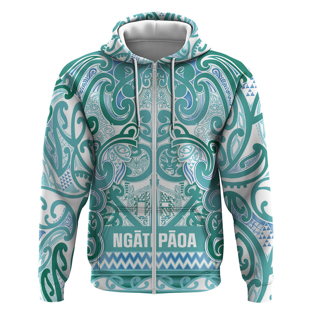 Aotearoa Iwi Ngati Paoa Zip Hoodie Maori Wharenui House Tribal Pattern