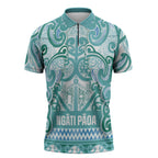 Aotearoa Iwi Ngati Paoa Zipper Polo Shirt Maori Wharenui House Tribal Pattern