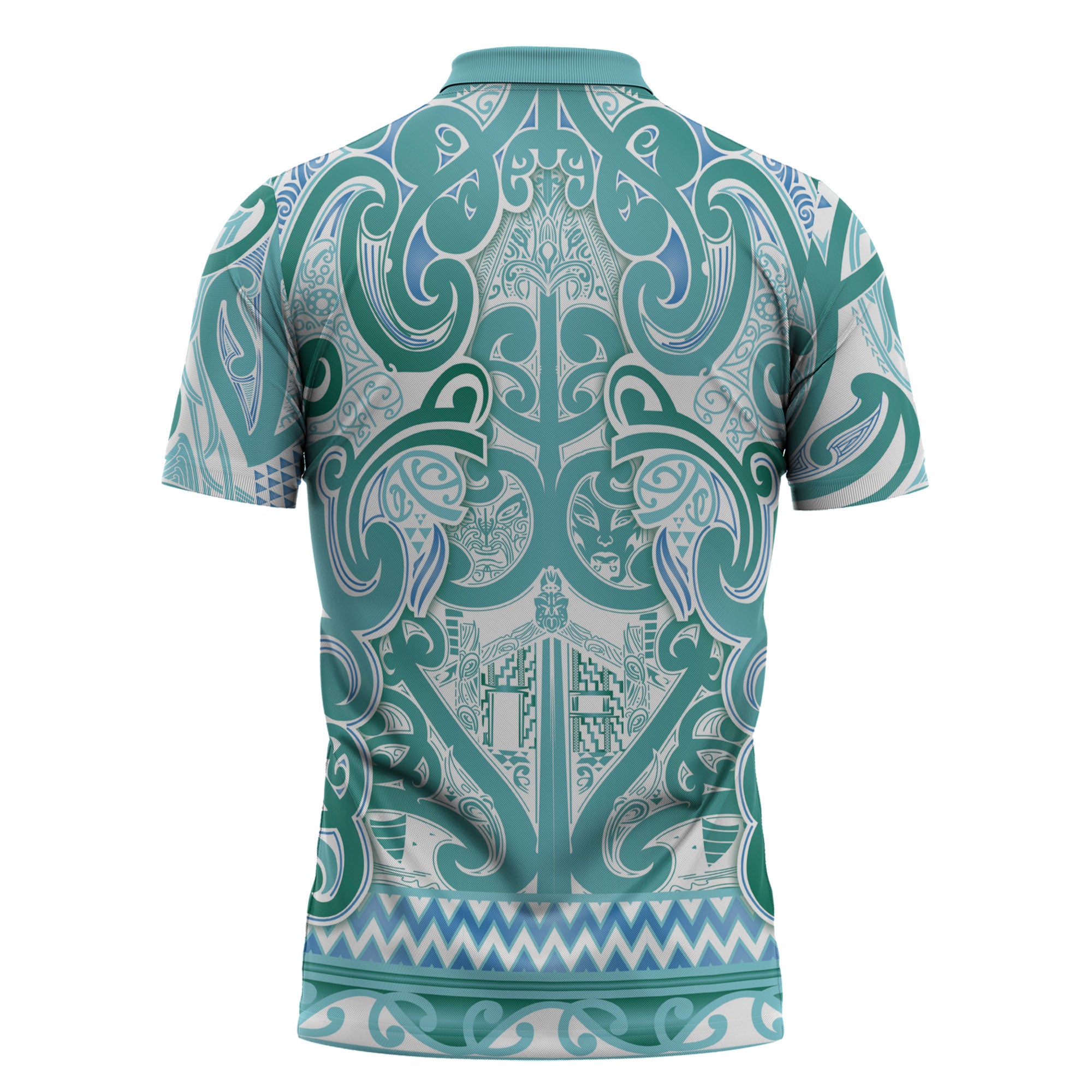Aotearoa Iwi Ngati Paoa Zipper Polo Shirt Maori Wharenui House Tribal Pattern