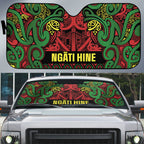Aotearoa Iwi Ngati Hine Auto Sun Shade Maori Wharenui House Tribal Pattern