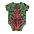 Aotearoa Iwi Ngati Hine Baby Onesie Maori Wharenui House Tribal Pattern