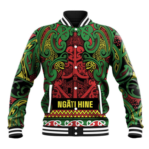 Aotearoa Iwi Ngati Hine Baseball Jacket Maori Wharenui House Tribal Pattern