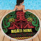 Aotearoa Iwi Ngati Hine Beach Blanket Maori Wharenui House Tribal Pattern