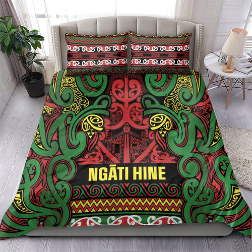 Aotearoa Iwi Ngati Hine Bedding Set Maori Wharenui House Tribal Pattern