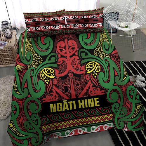 Aotearoa Iwi Ngati Hine Bedding Set Maori Wharenui House Tribal Pattern