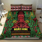 Aotearoa Iwi Ngati Hine Bedding Set Maori Wharenui House Tribal Pattern