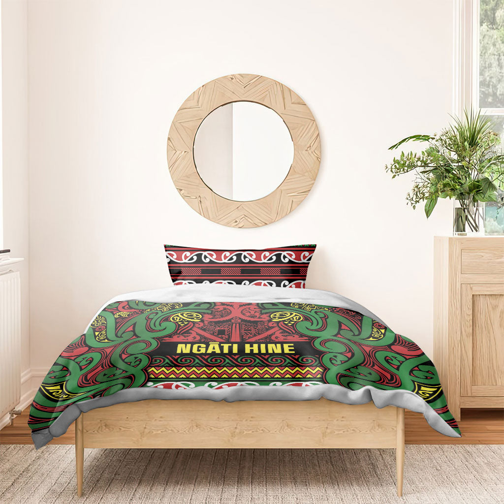 Aotearoa Iwi Ngati Hine Bedding Set Maori Wharenui House Tribal Pattern