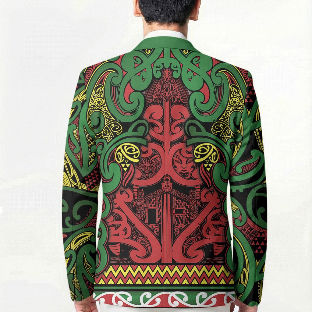 Aotearoa Iwi Ngati Hine Blazer Maori Wharenui House Tribal Pattern