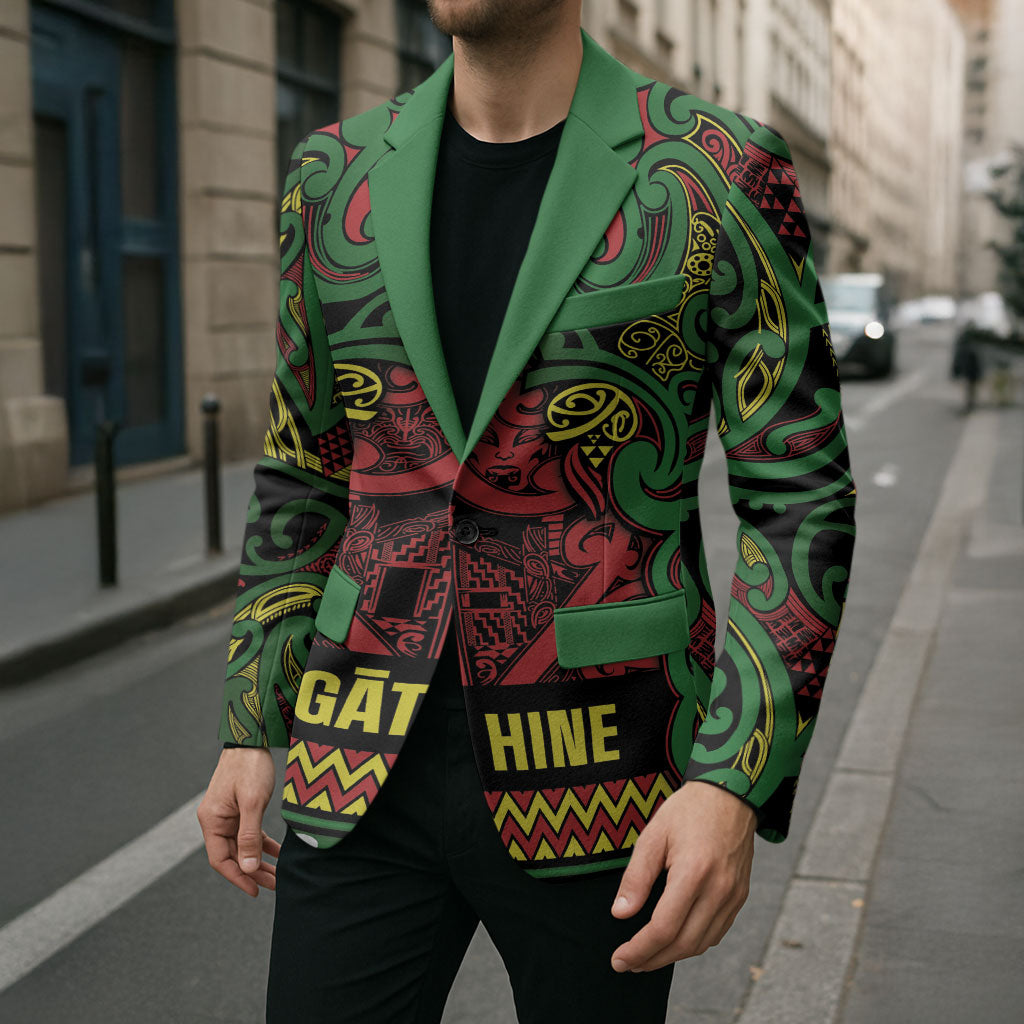 Aotearoa Iwi Ngati Hine Blazer Maori Wharenui House Tribal Pattern