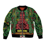 Aotearoa Iwi Ngati Hine Bomber Jacket Maori Wharenui House Tribal Pattern