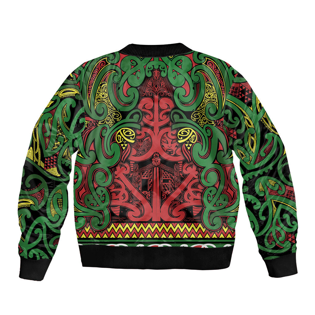Aotearoa Iwi Ngati Hine Bomber Jacket Maori Wharenui House Tribal Pattern