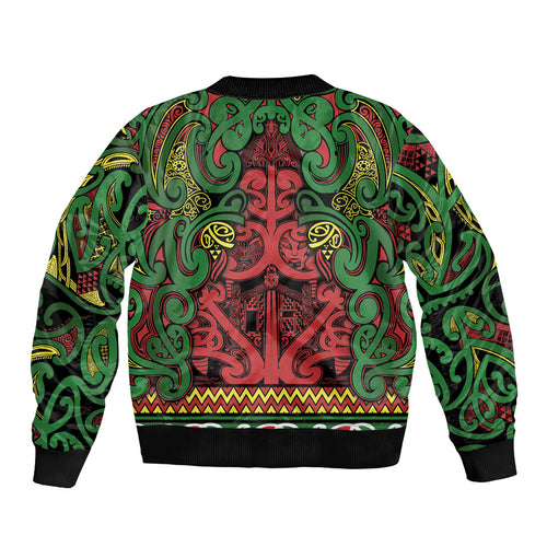 Aotearoa Iwi Ngati Hine Bomber Jacket Maori Wharenui House Tribal Pattern