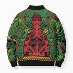 Aotearoa Iwi Ngati Hine Bomber Puffer Jacket Maori Wharenui House Tribal Pattern