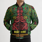 Aotearoa Iwi Ngati Hine Bomber Puffer Jacket Maori Wharenui House Tribal Pattern