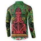 Aotearoa Iwi Ngati Hine Button Sweatshirt Maori Wharenui House Tribal Pattern