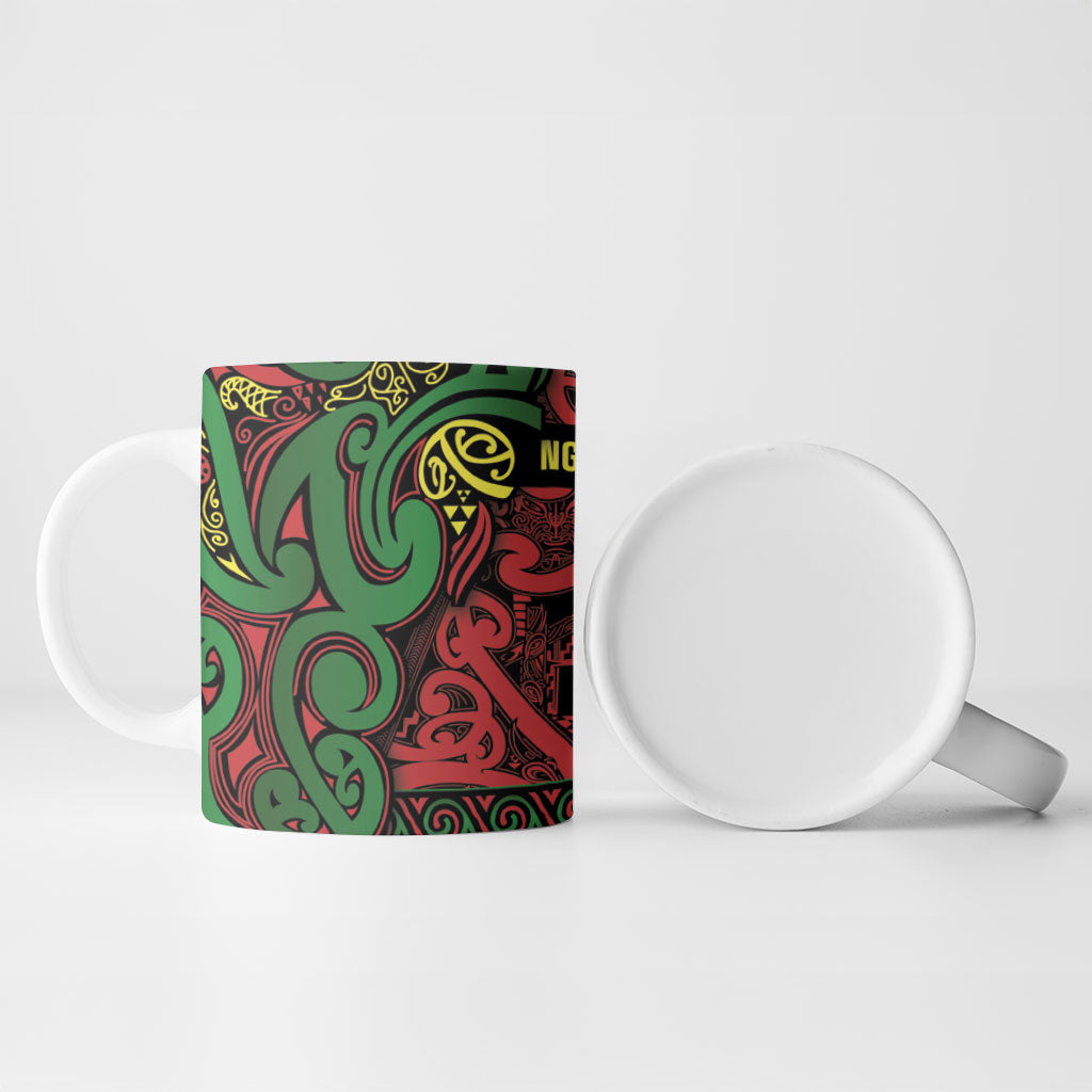 Aotearoa Iwi Ngati Hine Ceramic Mug Maori Wharenui House Tribal Pattern