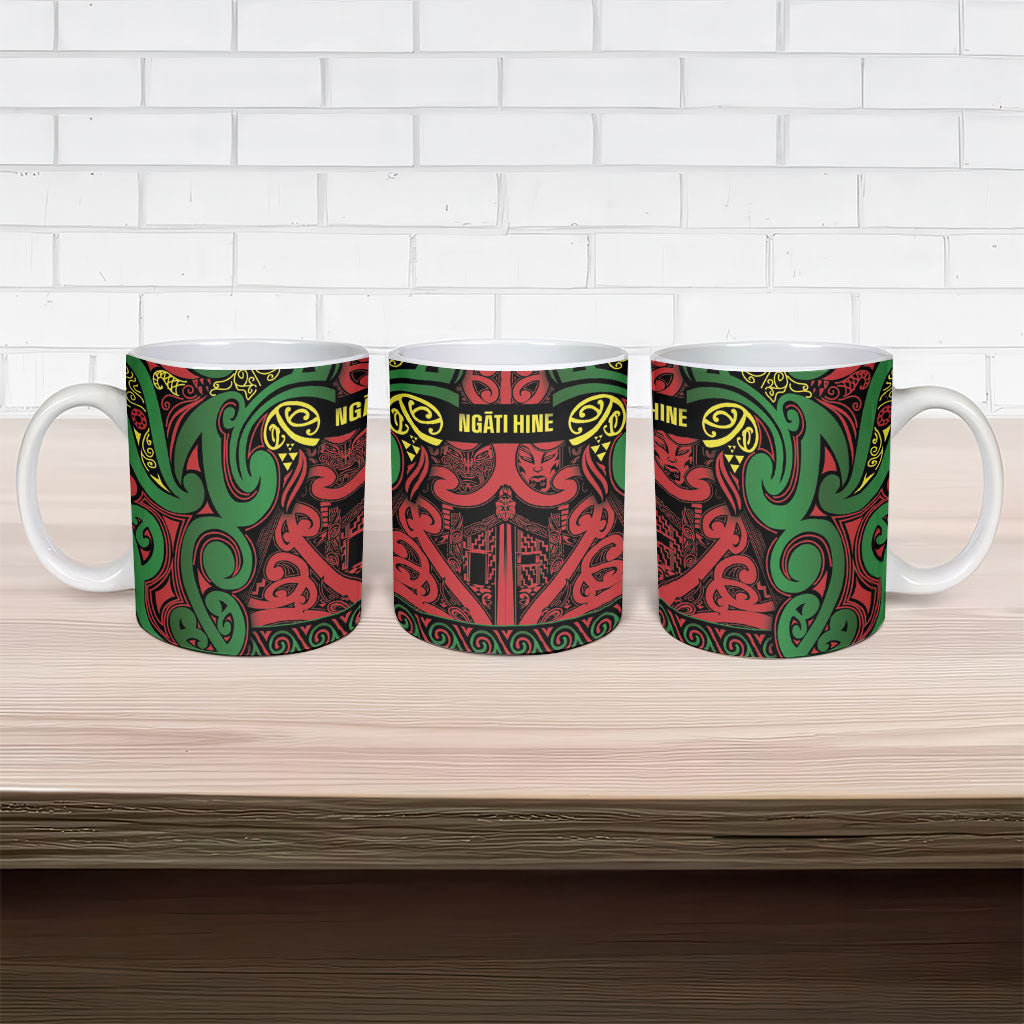 Aotearoa Iwi Ngati Hine Ceramic Mug Maori Wharenui House Tribal Pattern
