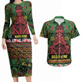 Aotearoa Iwi Ngati Hine Couples Matching Long Sleeve Bodycon Dress and Hawaiian Shirt Maori Wharenui House Tribal Pattern